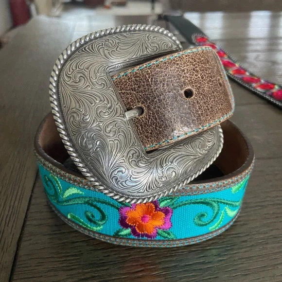Justin Ivory Leather‎ Belt Cowgirl Boots Buckle Top Grain Cowhide Sz 28 31” Women main image 4